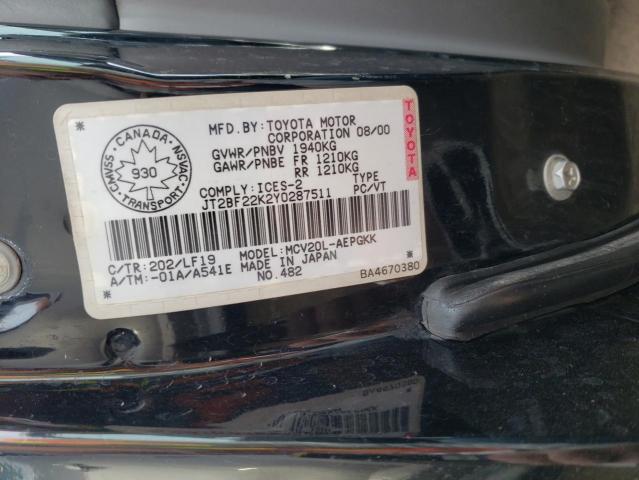 Photo 11 VIN: JT2BF22K2Y0287511 - TOYOTA CAMRY 