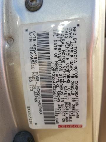 Photo 11 VIN: JT2BF22K4Y0256311 - TOYOTA CAMRY CE 