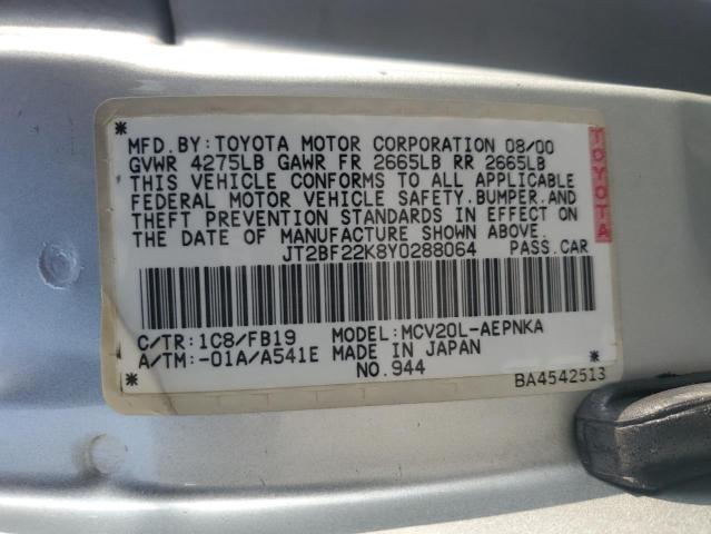 Photo 11 VIN: JT2BF22K8Y0288064 - TOYOTA CAMRY CE 