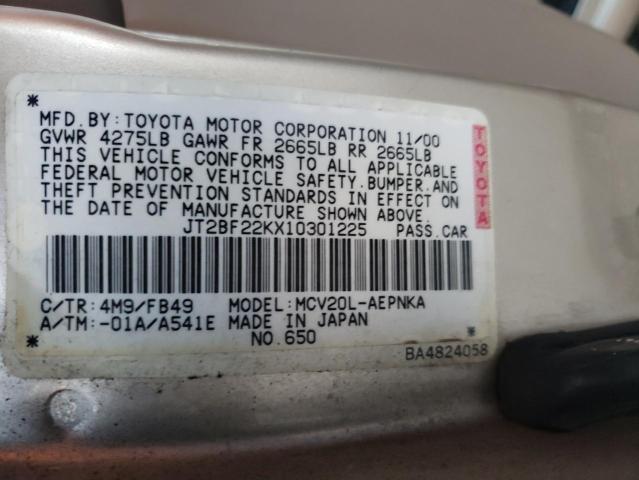 Photo 11 VIN: JT2BF22KX10301225 - TOYOTA CAMRY 