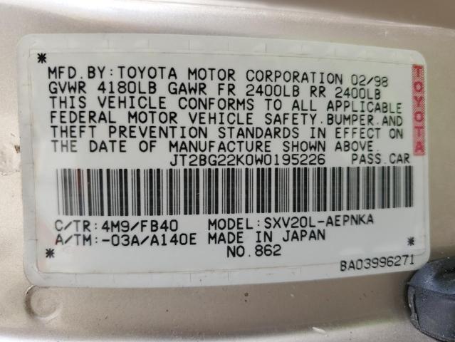 Photo 11 VIN: JT2BG22K0W0195226 - TOYOTA CAMRY 