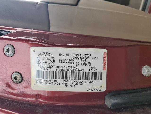 Photo 11 VIN: JT2BG22K0Y0384445 - TOYOTA CAMRY 