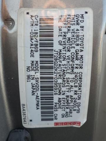 Photo 11 VIN: JT2BG22K2Y0395916 - TOYOTA CAMRY CE 