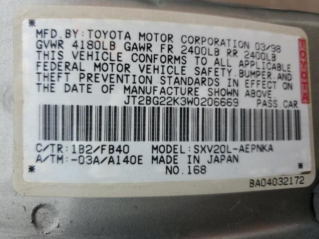 Photo 11 VIN: JT2BG22K3W0206669 - TOYOTA CAMRY 