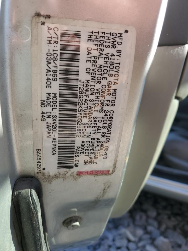 Photo 12 VIN: JT2BG22K5Y0529852 - TOYOTA CAMRY 