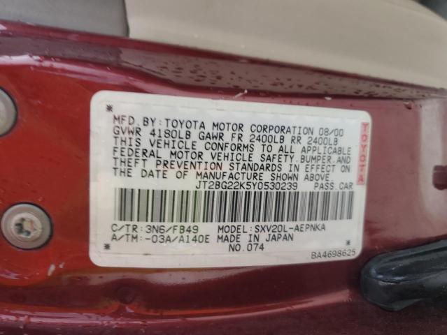 Photo 11 VIN: JT2BG22K5Y0530239 - TOYOTA CAMRY CE 