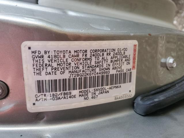 Photo 11 VIN: JT2BG22K6Y0449993 - TOYOTA CAMRY CE 