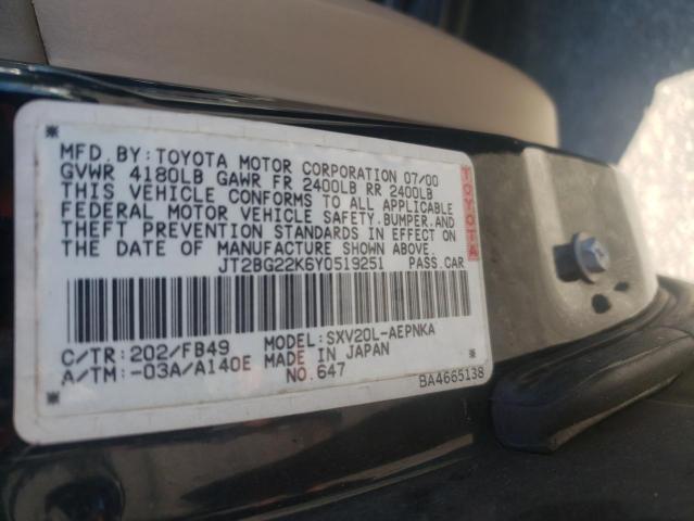 Photo 11 VIN: JT2BG22K6Y0519251 - TOYOTA CAMRY CE 