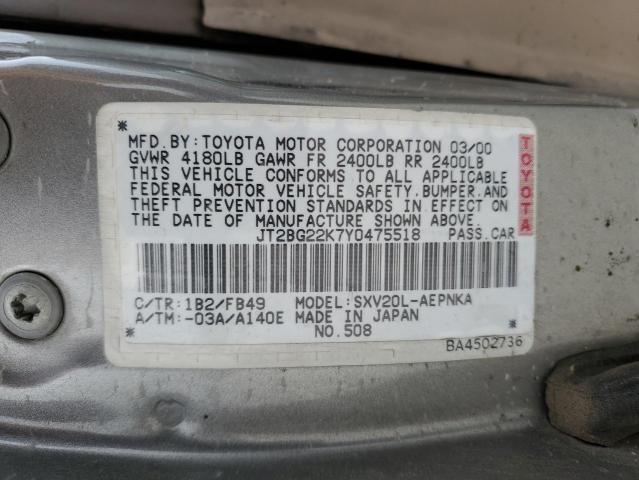 Photo 11 VIN: JT2BG22K7Y0475518 - TOYOTA CAMRY 