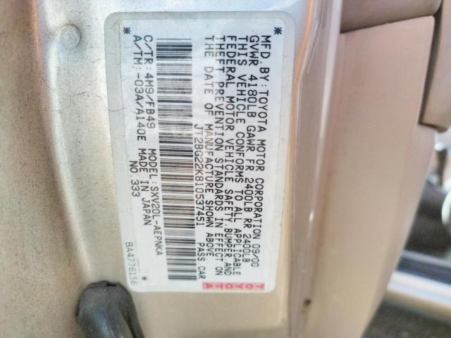 Photo 9 VIN: JT2BG22K810537451 - TOYOTA CAMRY CE 