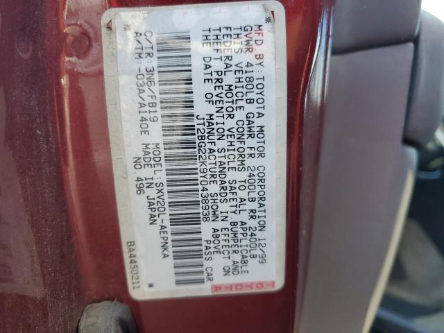 Photo 11 VIN: JT2BG22K9Y0438938 - TOYOTA CAMRY 