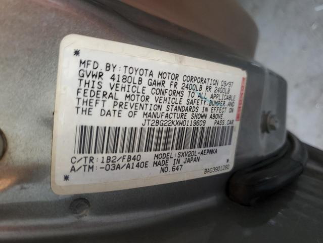 Photo 11 VIN: JT2BG22KXW0119609 - TOYOTA CAMRY CE 