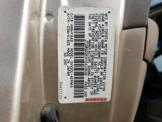 Photo 11 VIN: JT2BG22KXY0410632 - TOYOTA CAMRY CE 