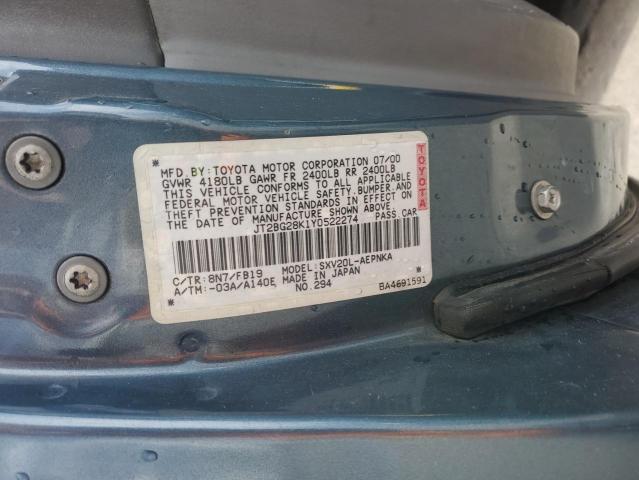 Photo 11 VIN: JT2BG28K1Y0522274 - TOYOTA CAMRY 