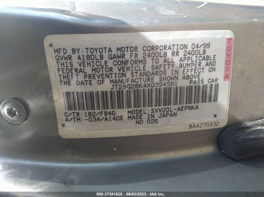 Photo 8 VIN: JT2BG28K4X0354581 - TOYOTA CAMRY 