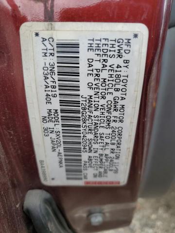 Photo 11 VIN: JT2BG28K5Y0420945 - TOYOTA CAMRY LE 