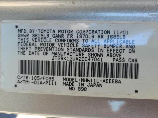 Photo 9 VIN: JT2BK12UX20047041 - TOYOTA PRIUS 