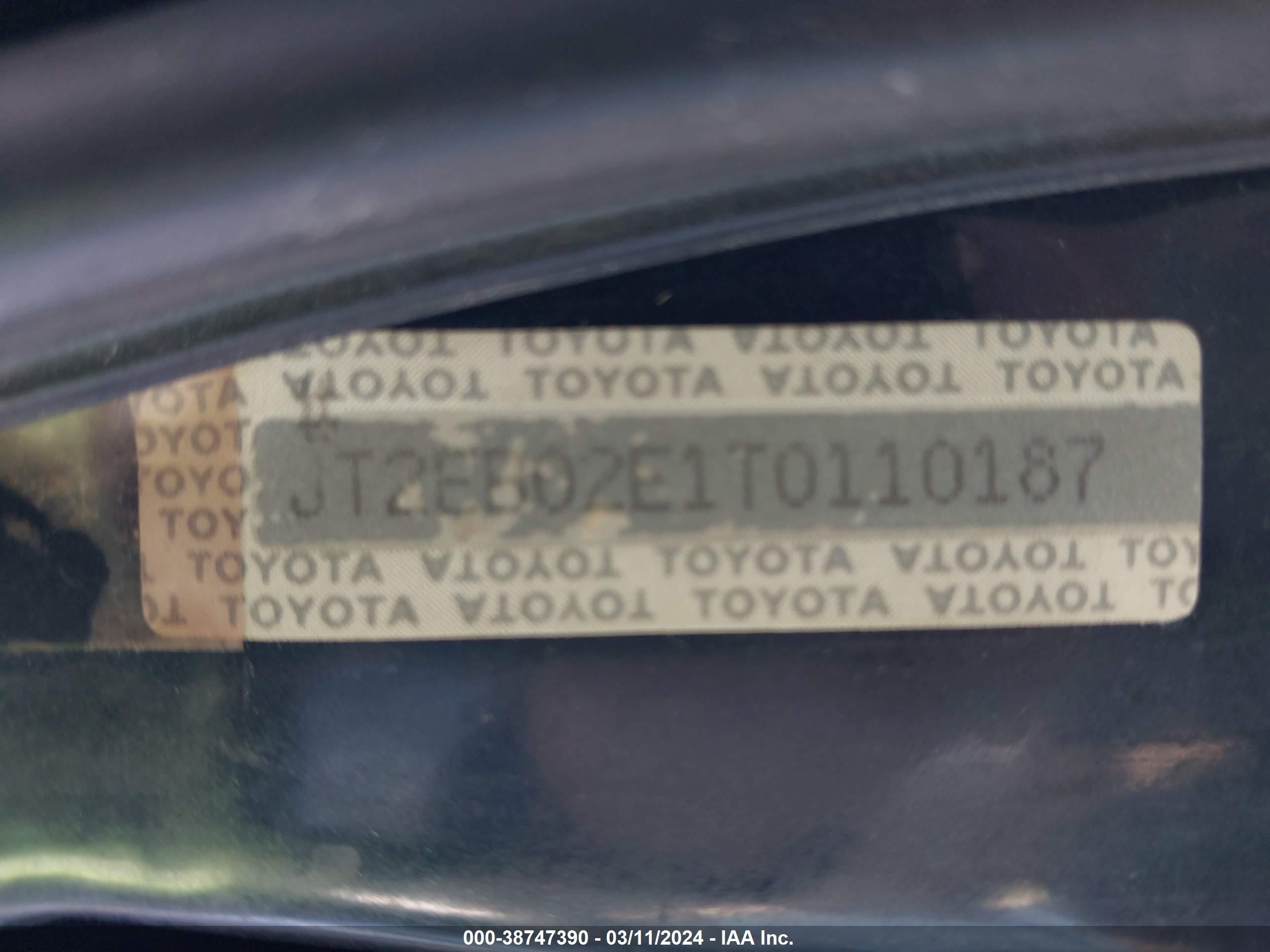 Photo 8 VIN: JT2EB02E1T0110187 - TOYOTA COROLLA 