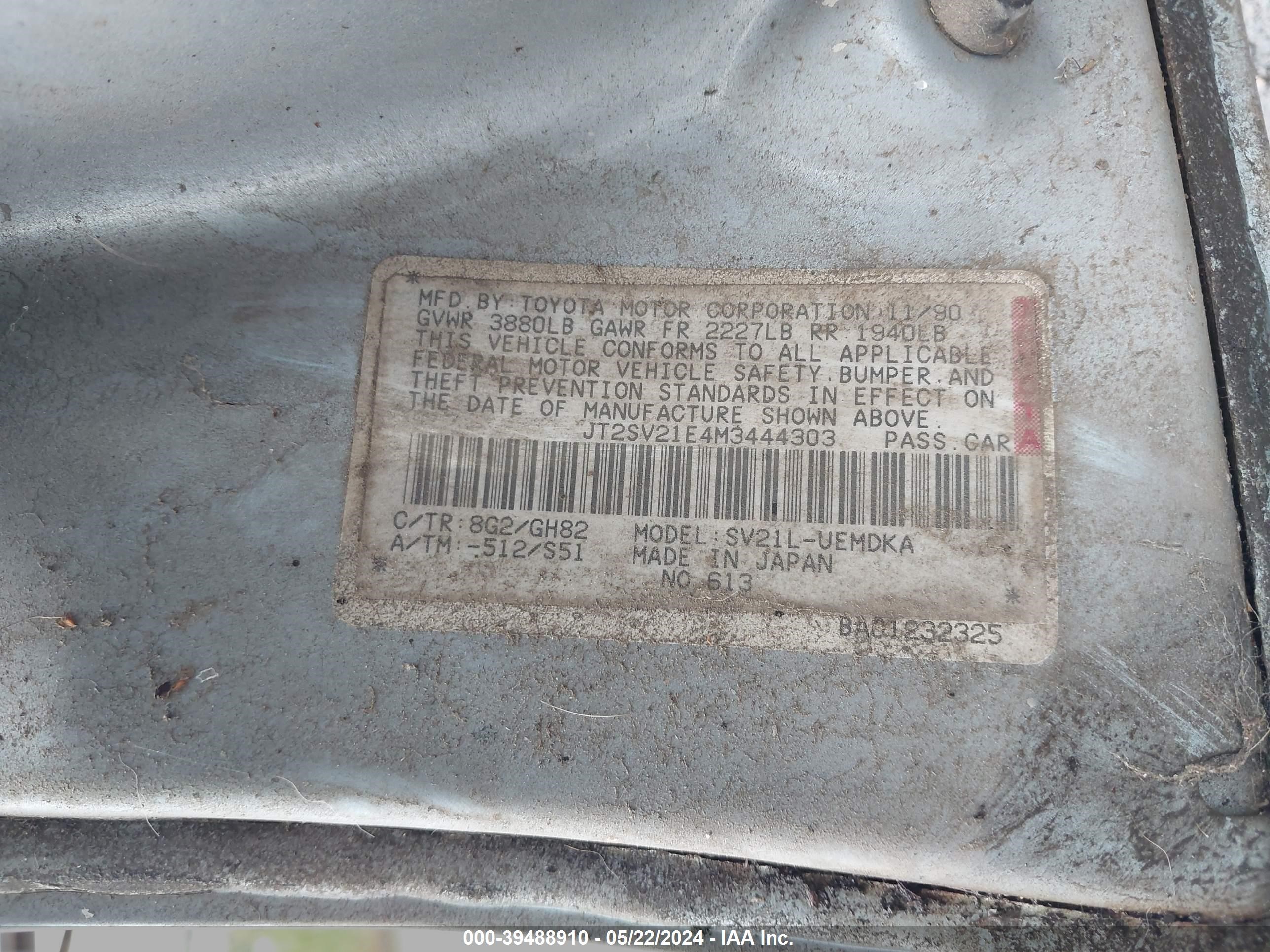 Photo 8 VIN: JT2SV21E4M3444303 - TOYOTA CAMRY 