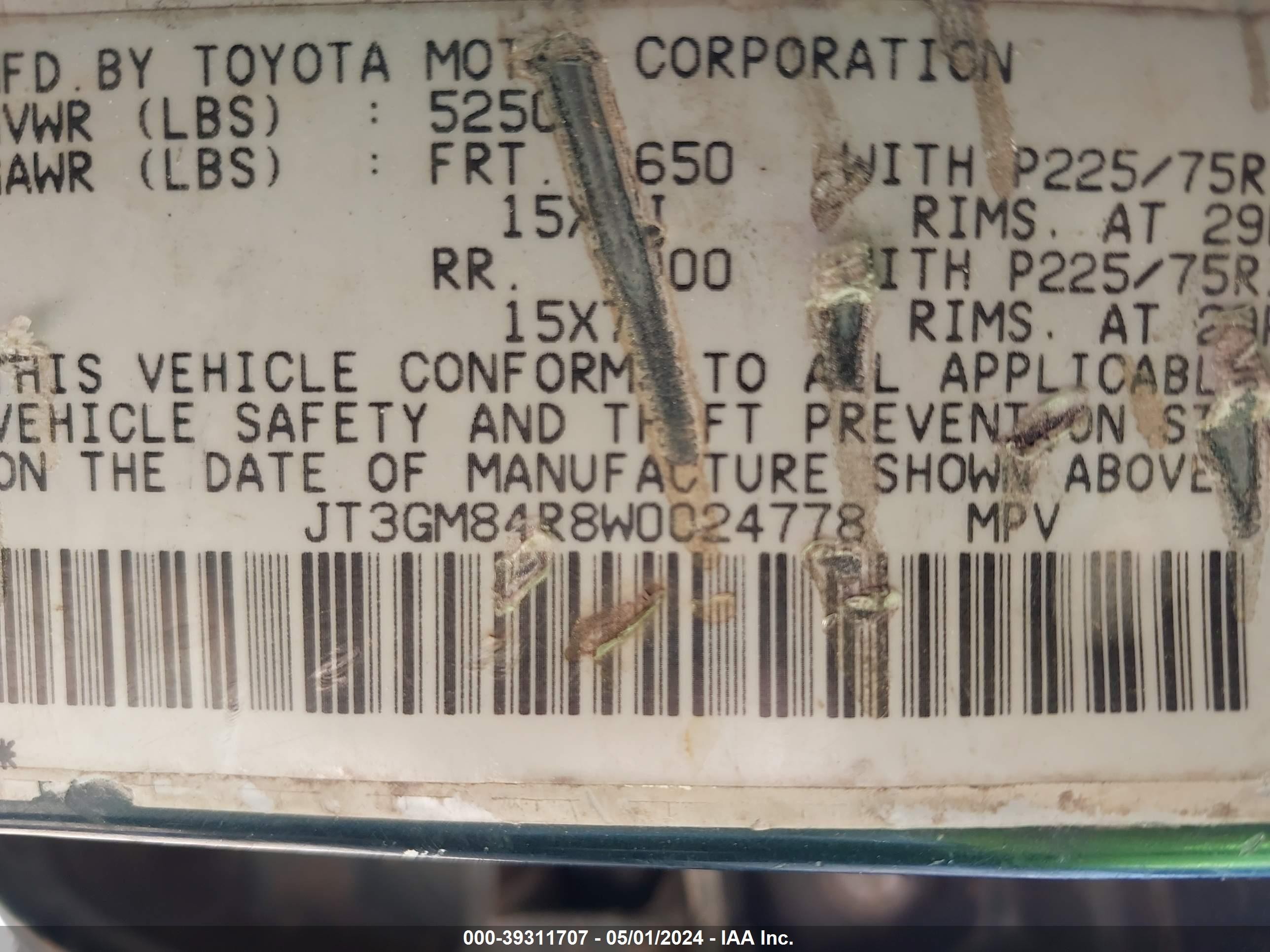 Photo 8 VIN: JT3GM84R8W0024778 - TOYOTA 4RUNNER 