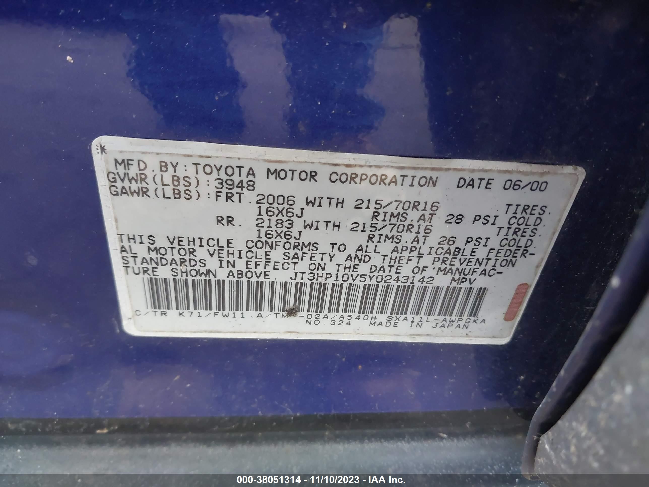 Photo 8 VIN: JT3HP10V5Y0243142 - TOYOTA RAV 4 