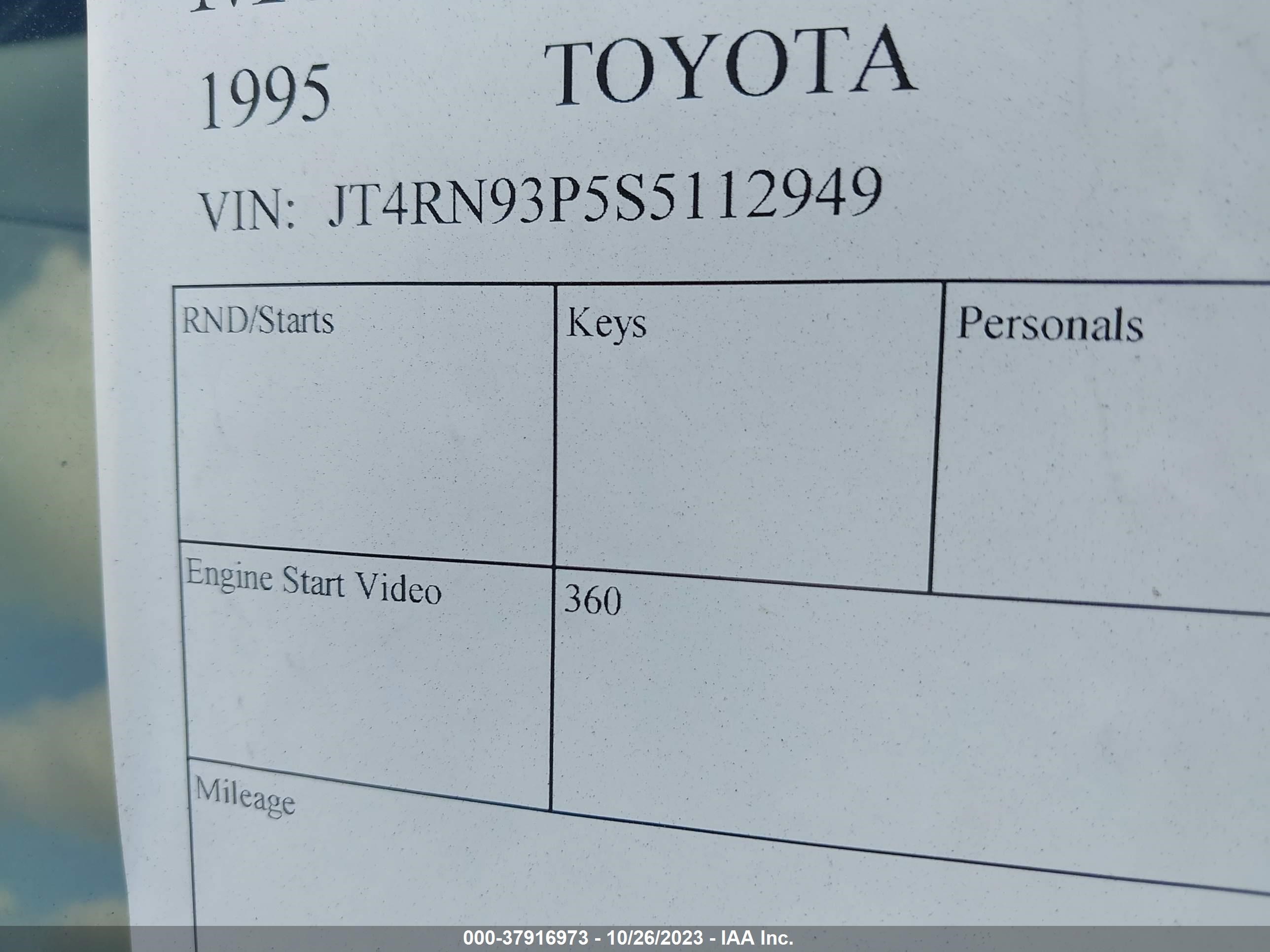 Photo 8 VIN: JT4RN93P5S5112949 - TOYOTA PICKUP 