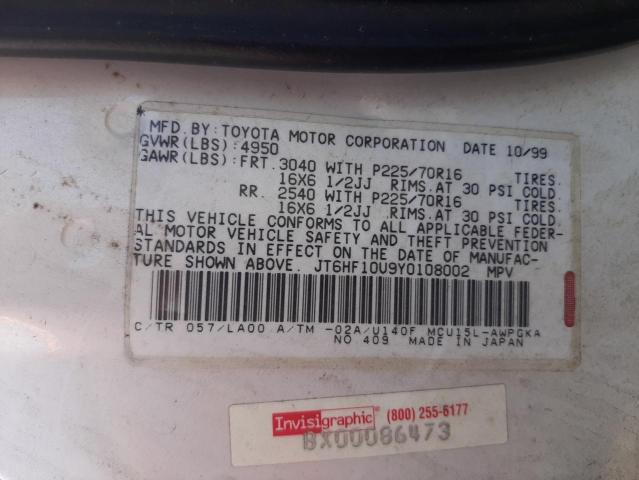 Photo 9 VIN: JT6HF10U9Y0108002 - LEXUS RX 300 