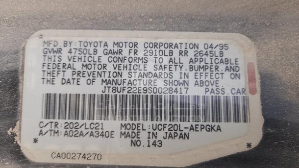 Photo 1 VIN: JT8UF22E9S0028417 - LEXUS LS400 