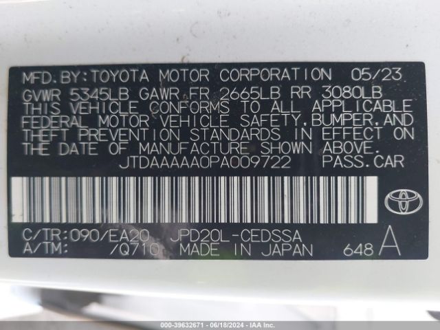 Photo 8 VIN: JTDAAAAA0PA009722 - TOYOTA MIRAI 