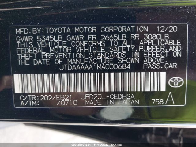 Photo 8 VIN: JTDAAAAA1MA000684 - TOYOTA MIRAI 