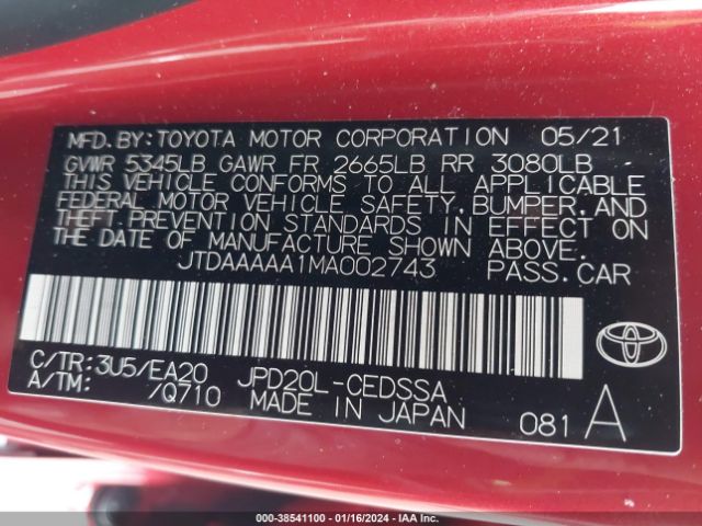 Photo 8 VIN: JTDAAAAA1MA002743 - TOYOTA MIRAI 