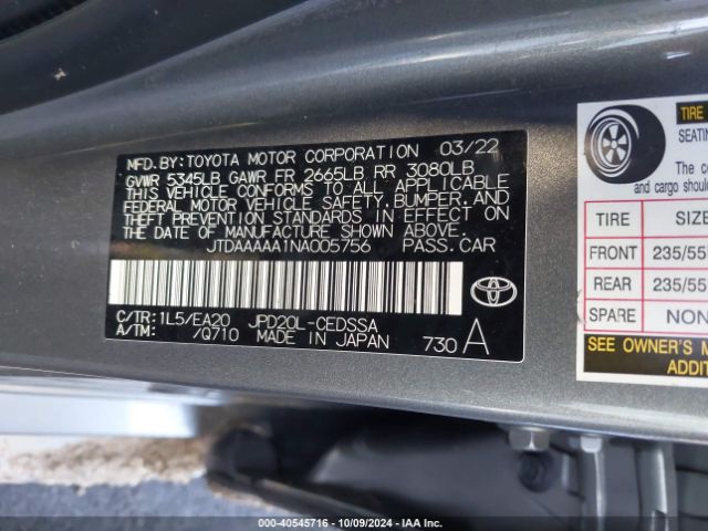 Photo 8 VIN: JTDAAAAA1NA005756 - TOYOTA MIRAI 