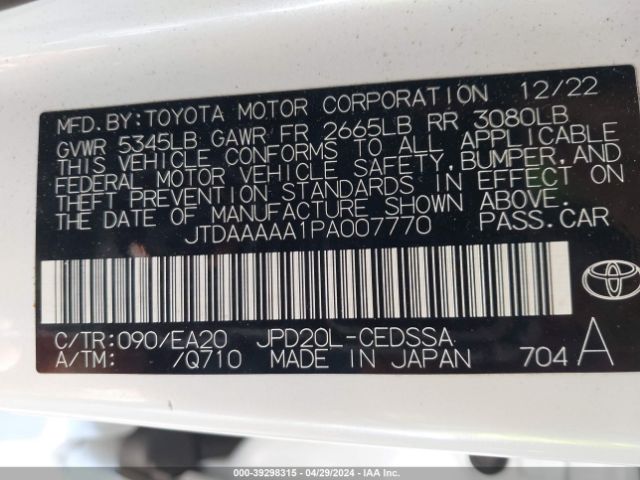 Photo 8 VIN: JTDAAAAA1PA007770 - TOYOTA MIRAI 