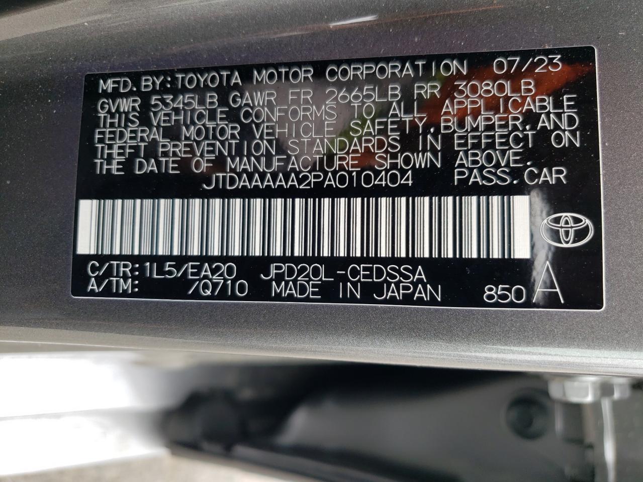 Photo 12 VIN: JTDAAAAA2PA010404 - TOYOTA MIRAI 