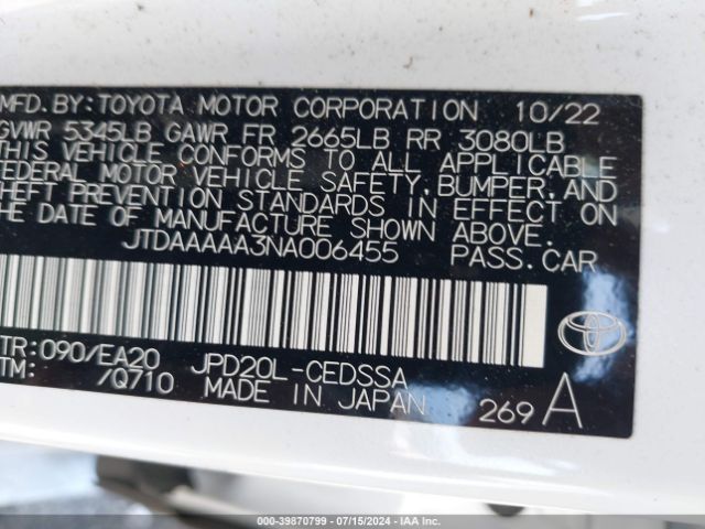 Photo 8 VIN: JTDAAAAA3NA006455 - TOYOTA MIRAI 