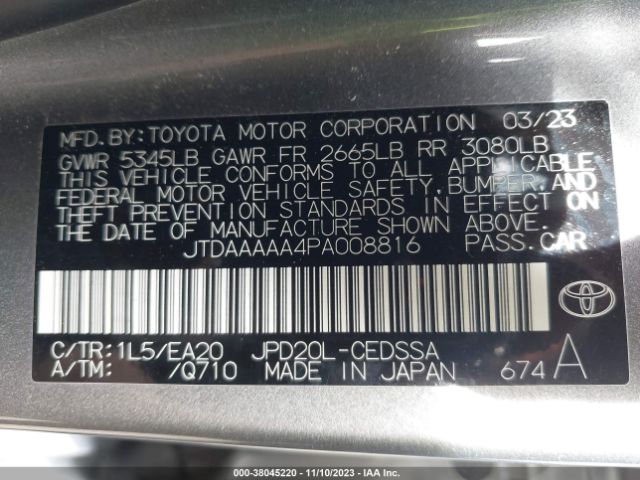 Photo 8 VIN: JTDAAAAA4PA008816 - TOYOTA MIRAI 