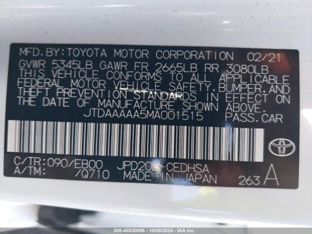 Photo 8 VIN: JTDAAAAA5MA001515 - TOYOTA MIRAI 