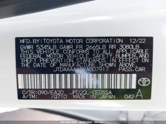 Photo 8 VIN: JTDAAAAA5PA007917 - TOYOTA MIRAI 