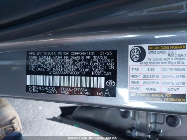 Photo 8 VIN: JTDAAAAA5PA008114 - TOYOTA MIRAI 