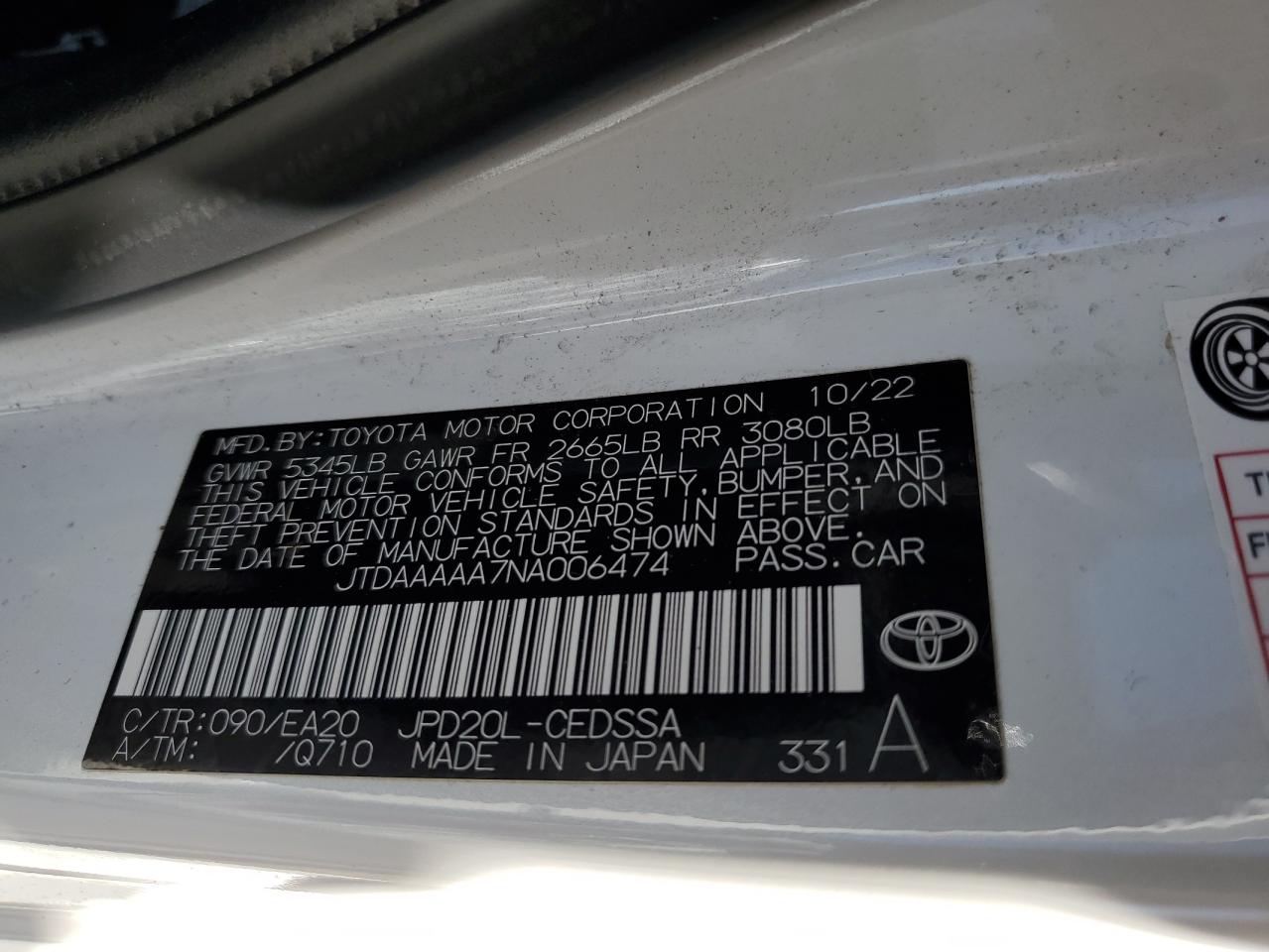 Photo 11 VIN: JTDAAAAA7NA006474 - TOYOTA MIRAI 