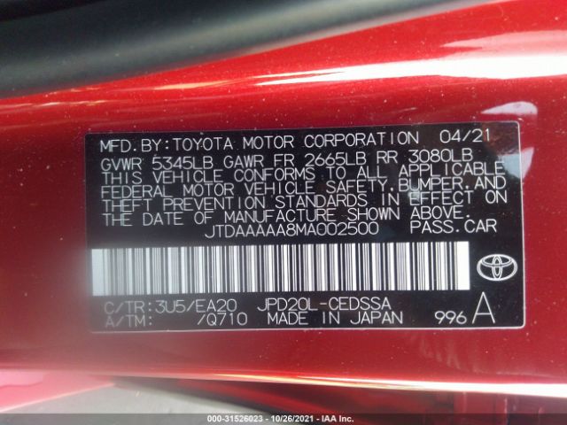 Photo 8 VIN: JTDAAAAA8MA002500 - TOYOTA MIRAI 