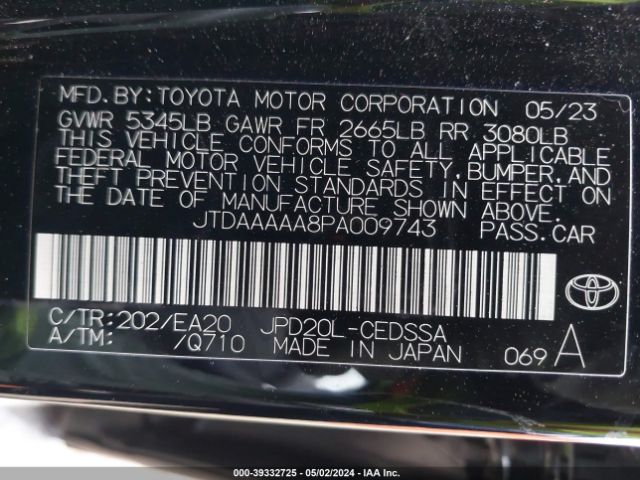 Photo 8 VIN: JTDAAAAA8PA009743 - TOYOTA MIRAI 