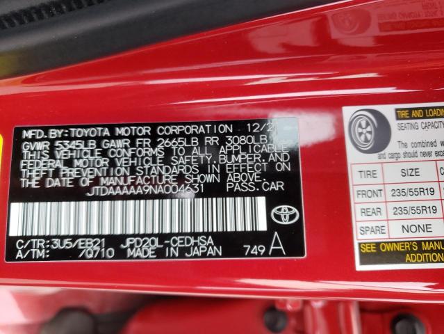 Photo 11 VIN: JTDAAAAA9NA004631 - TOYOTA MIRAI LE 