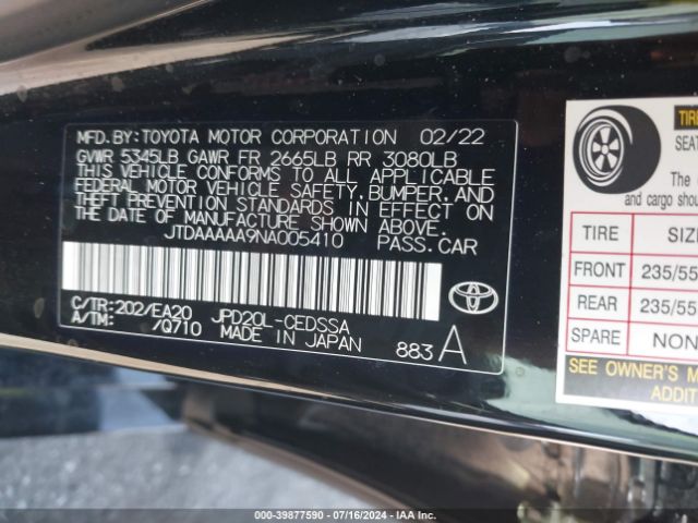 Photo 8 VIN: JTDAAAAA9NA005410 - TOYOTA MIRAI 