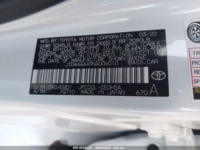 Photo 8 VIN: JTDAAAAA9NA006010 - TOYOTA MIRAI 