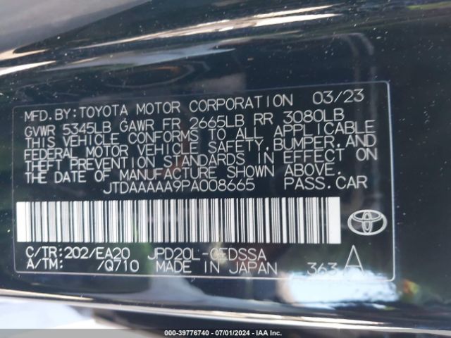 Photo 8 VIN: JTDAAAAA9PA008665 - TOYOTA MIRAI 