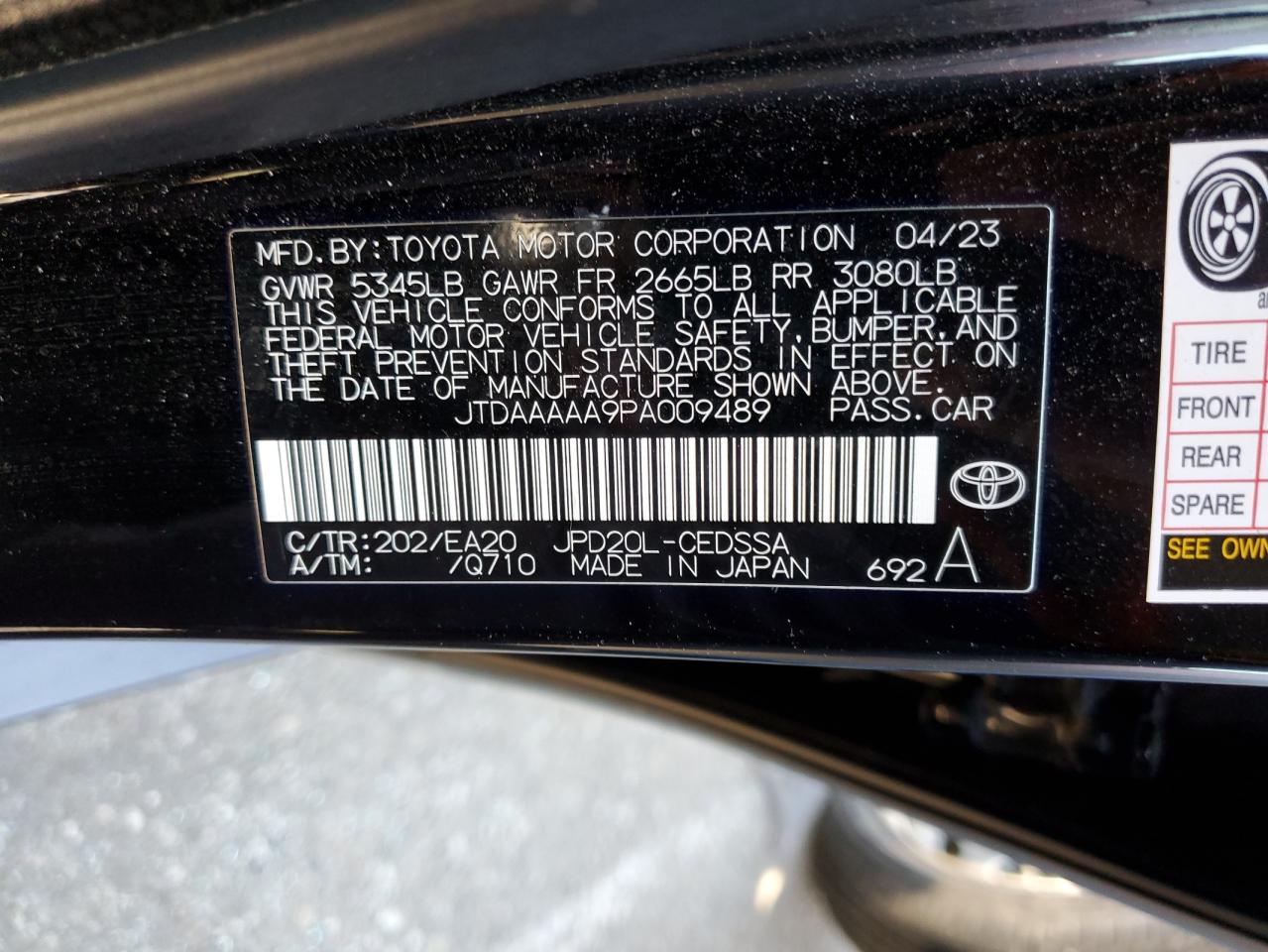 Photo 11 VIN: JTDAAAAA9PA009489 - TOYOTA MIRAI 