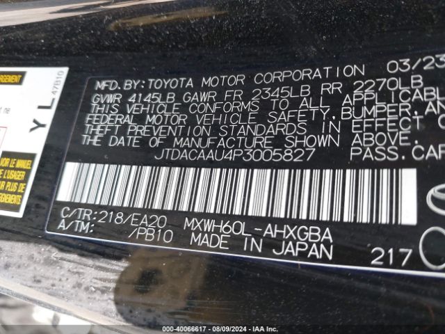 Photo 8 VIN: JTDACAAU4P3005827 - TOYOTA PRIUS 