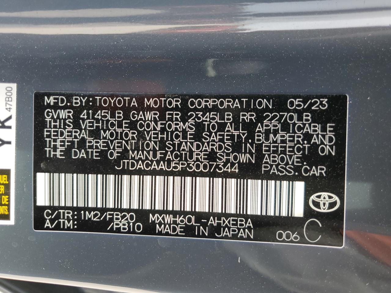 Photo 12 VIN: JTDACAAU5P3007344 - TOYOTA PRIUS 