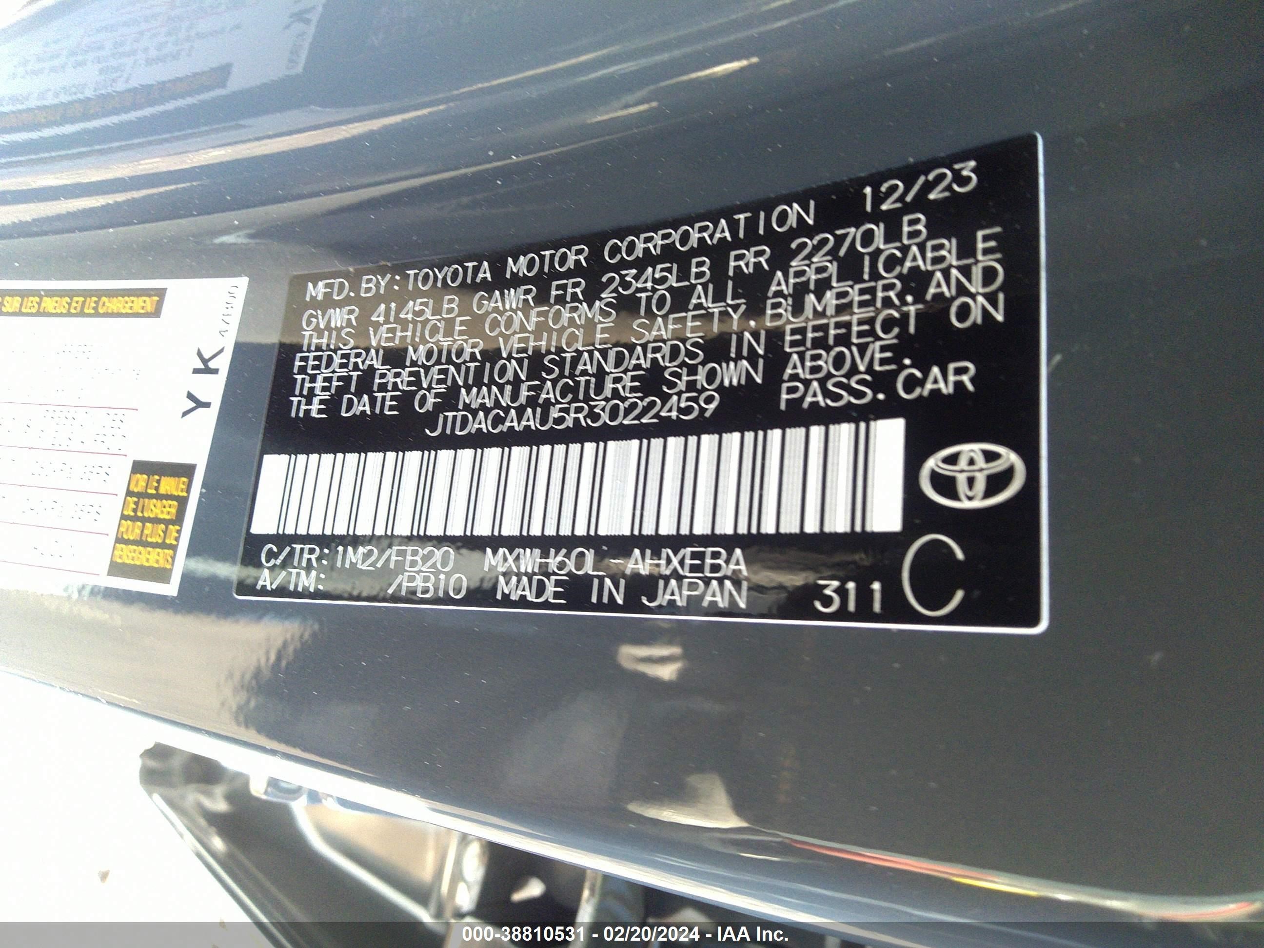 Photo 8 VIN: JTDACAAU5R3022459 - TOYOTA PRIUS 